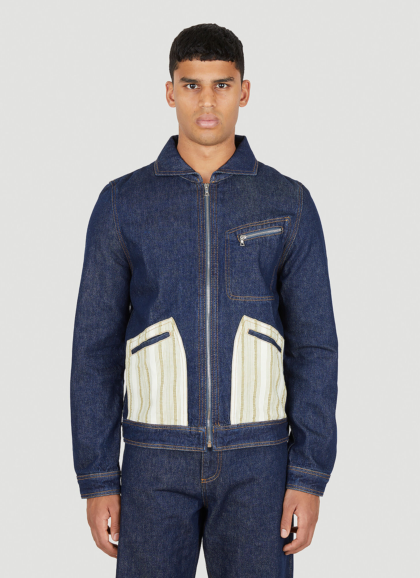 Wales Bonner Contrast-panel Denim Jacket In Multi