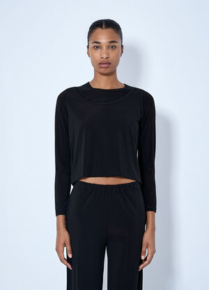 Issey Miyake Long Sleeve Cropped Top Black ism0264016