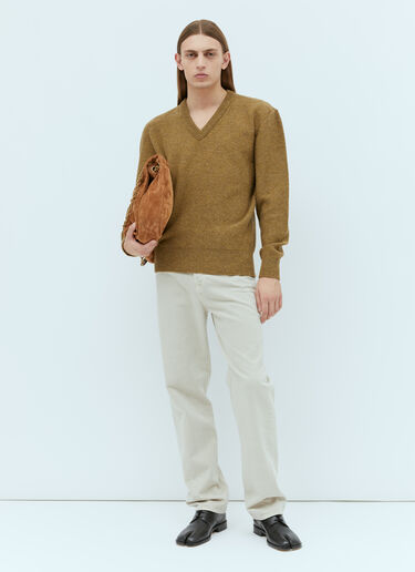 Lemaire V Neck Wool Sweater Brown lem0154008