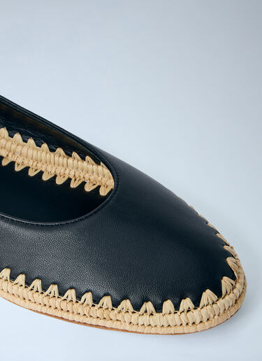 Max Mara Leather Espadrille Flats Black max0264047