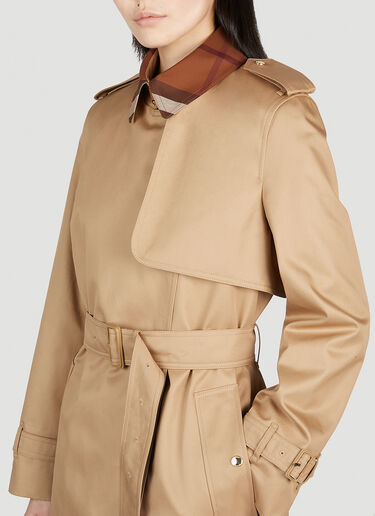 Burberry Sandridge Check Collar Trench Coat Beige bur0251001