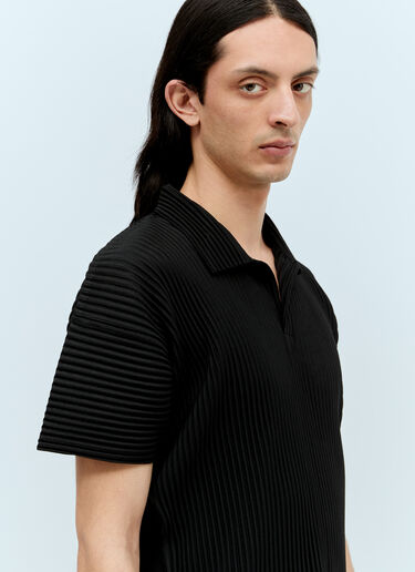 Homme Plissé Issey Miyake Pleated Polo Shirt Black hmp0156004