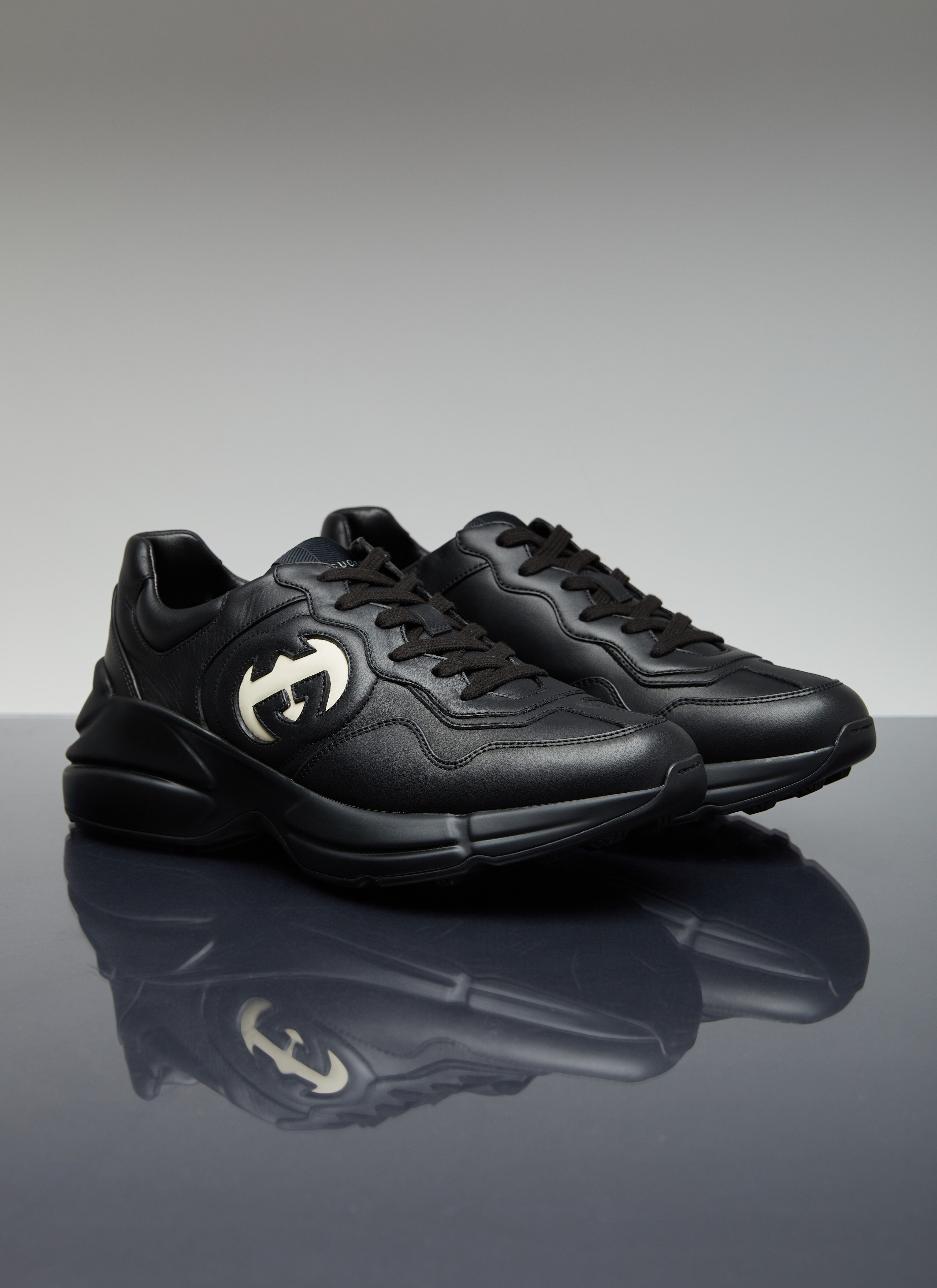 Gucci Interlocking G Rython Sneaker in Black LN CC