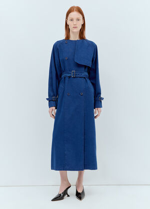 Max Mara Canvas Double-Breasted Trench Coat Blue max0256050