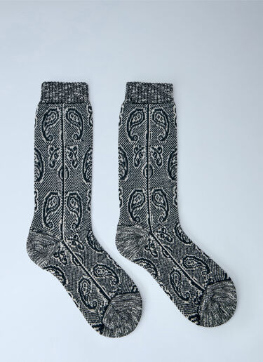LN-CC® - Dries Van Noten: Paisley Knit Socks - Black Dries Van Noten Paisley Knit Socks Black dvn0265014