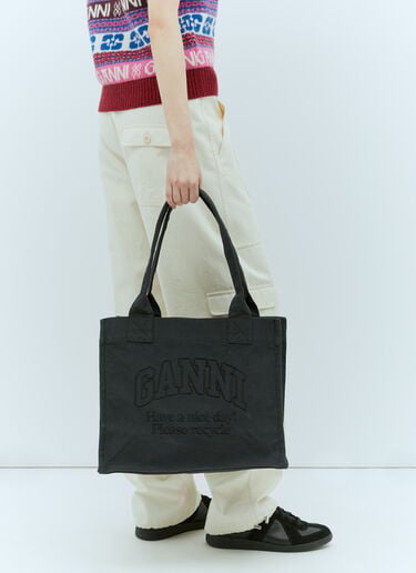 Large Easy Denim Tote Bag GANNI Large Easy Denim Tote Bag Black gan0255060