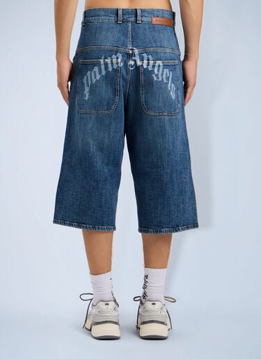 Palm Angels Curved Logo Skater Shorts Blue pma0164142