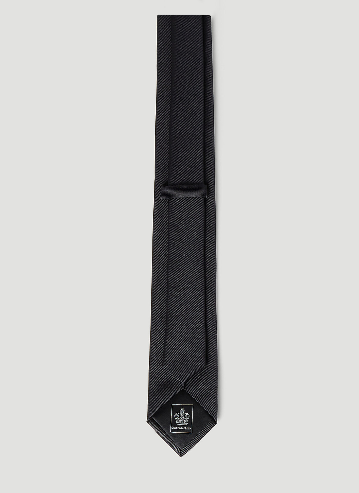 Dolce & Gabbana Pointed Tip Silk Tie In Black