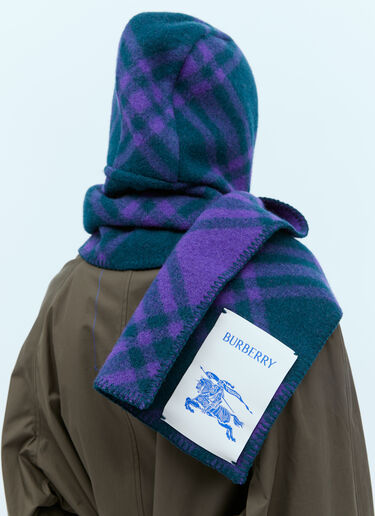 Burberry ウールフード付きチェックスカーフ グリーン bur0154031