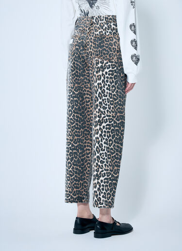 GANNI Leopard Stary Jeans Brown gan0259076