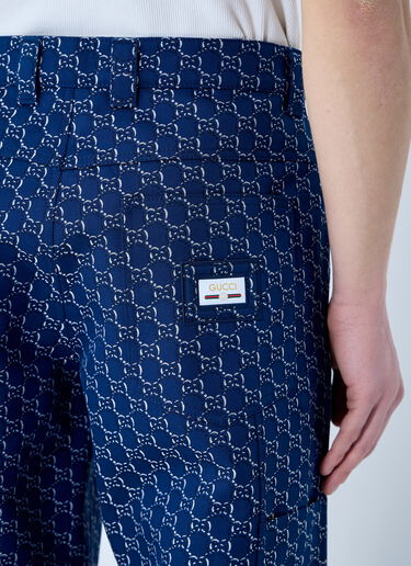 Gucci Cotton Jacquard Pants With GG Shadow Blue guc0159047
