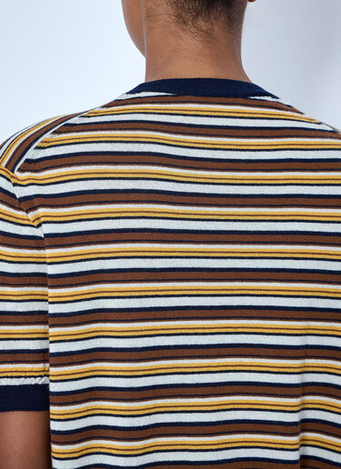 LN-CC® - Prada: Striped Knit T-Shirt - Blue Prada Striped Knit T-Shirt Blue pra0265905