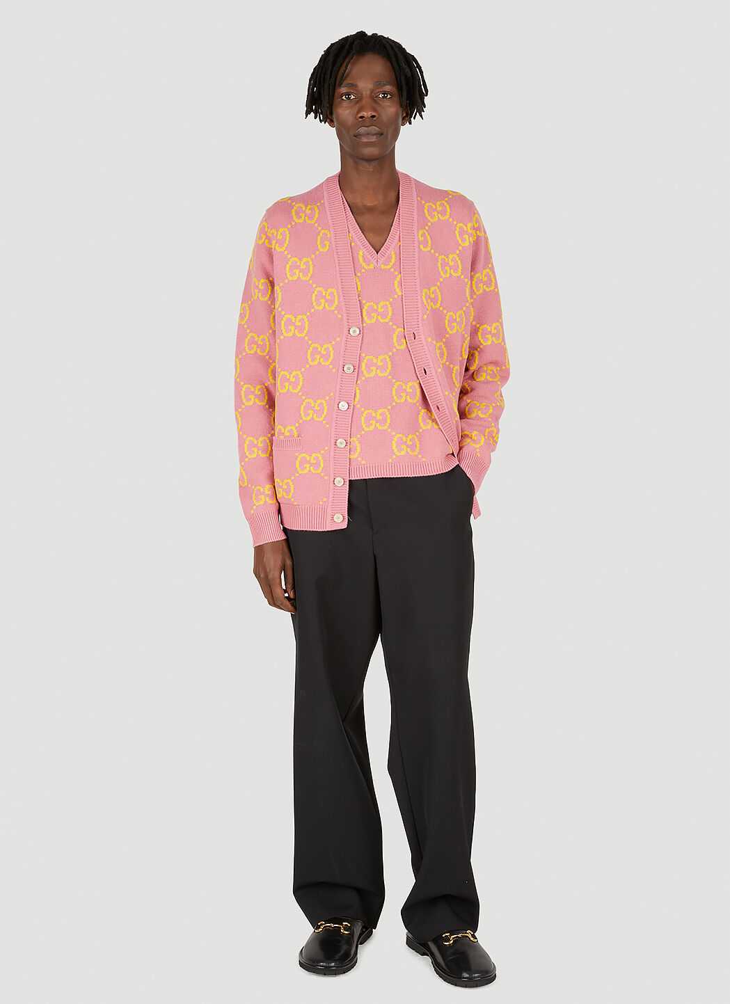 Gucci Men s GG Jacquard Sleeveless Sweater in Pink LN CC