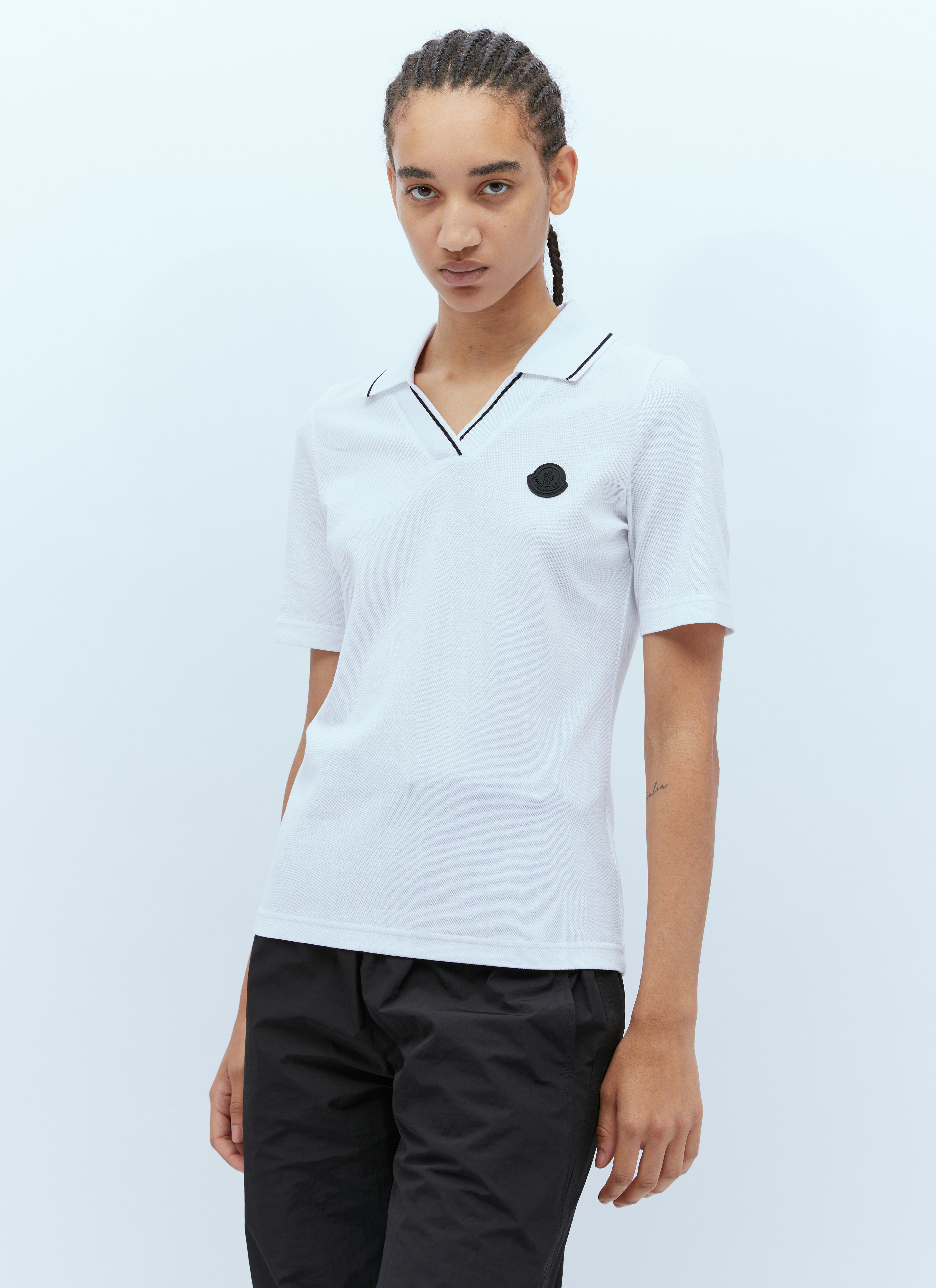 Moncler Logo Patch Polo Shirt Cream mon0256022