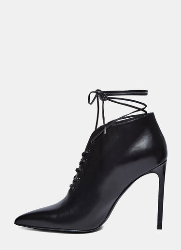 Saint Laurent Paris 105 Laceu Lace-up Stiletto Boots Black sla0226017
