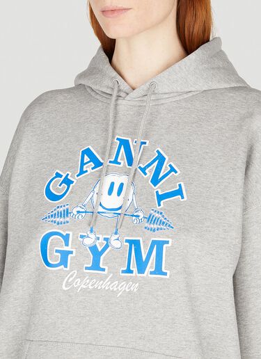 GANNI Oversized Gym Hooded Sweatshirt Grey gan0252007