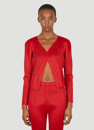 Pleats Please Issey Miyake Plissé Open Cardigan Red plp0251008