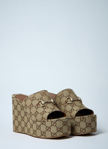 Gucci Horsebit Wedge Sandals Beige guc0259047