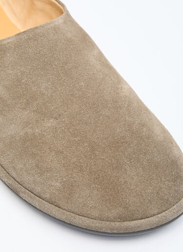 The Row Canal Suede Slip-On Shoes Khaki row0156015