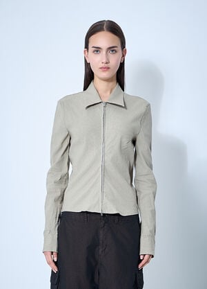 Our Legacy Slim Zip-Up Shirt Beige our0260014