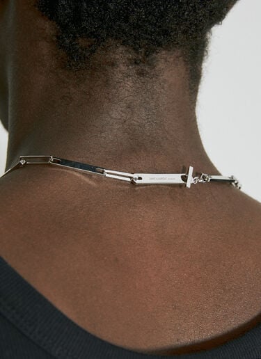 Saint Laurent Plaque Chain Necklace Silver sla0154069