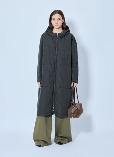 LN-CC® - Max Mara: Hooded Quilted Coat - Dark Green Max Mara Hooded Quilted Coat Dark Green max0265313
