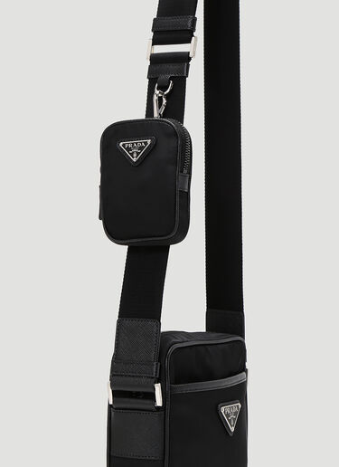 Prada Nylon and Leather Crossbody Bag Black pra0143055