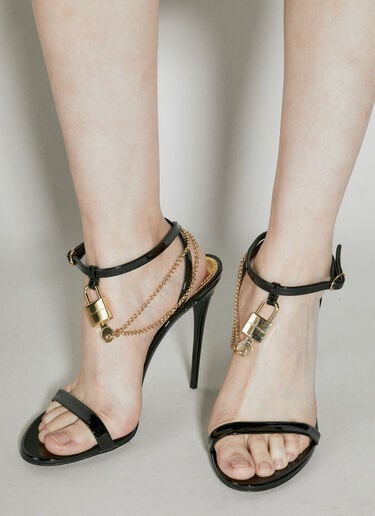 Dolce & Gabbana 漆皮有跟凉鞋 黑 dol0254024
