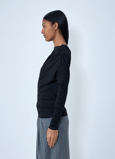 GANNI Draped Long Sleeve Top Black gan0262012