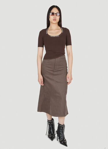 Alexander Wang Logo Trim T-Shirt Brown awg0249036