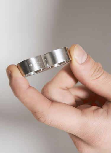 Rick Owens Double Grill Ring Silver ric0155043