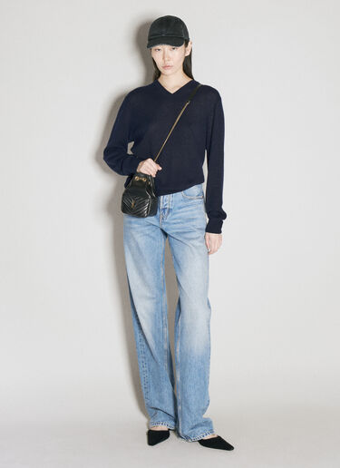 Saint Laurent 羊绒桑蚕丝 V 领针织衫 蓝色 sla0255018