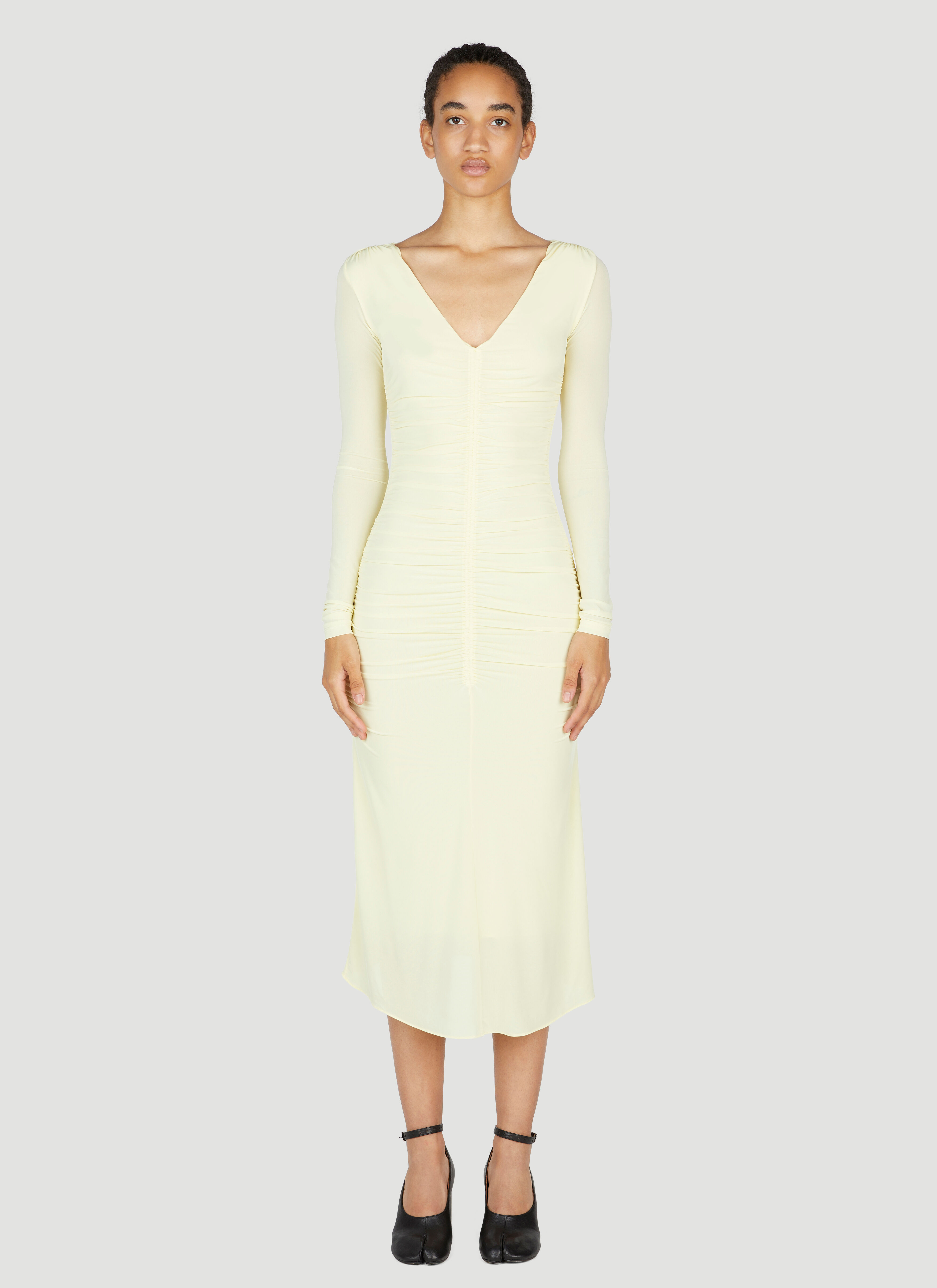 Isabel Marant Laly Ruched Semi-Sheer Dress Beige ibm0249024