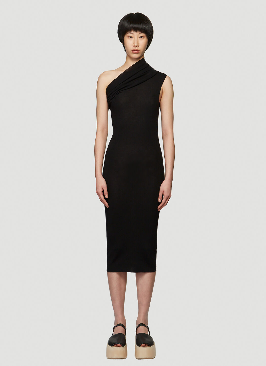 Saint Laurent One Shoulder Dress Black sla0240028