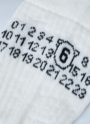 MM6 Maison Margiela Ribbed Knit Knee-High Socks White mmm0264013