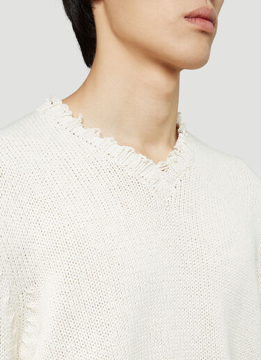 Maison Margiela Distressed Knitted Sweater White mla0143004