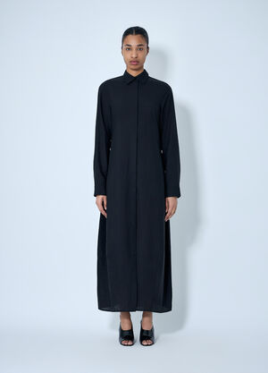 TOTEME Long Button-Down Shirt Dress Black tot0264008