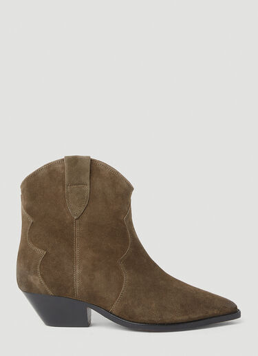 Isabel Marant Dewina Suede Cowboy Ankle Boots Khaki ibm0253026