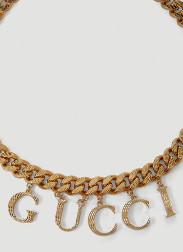 Gucci Logo Script Curb Chain Necklace Gold guc0250244