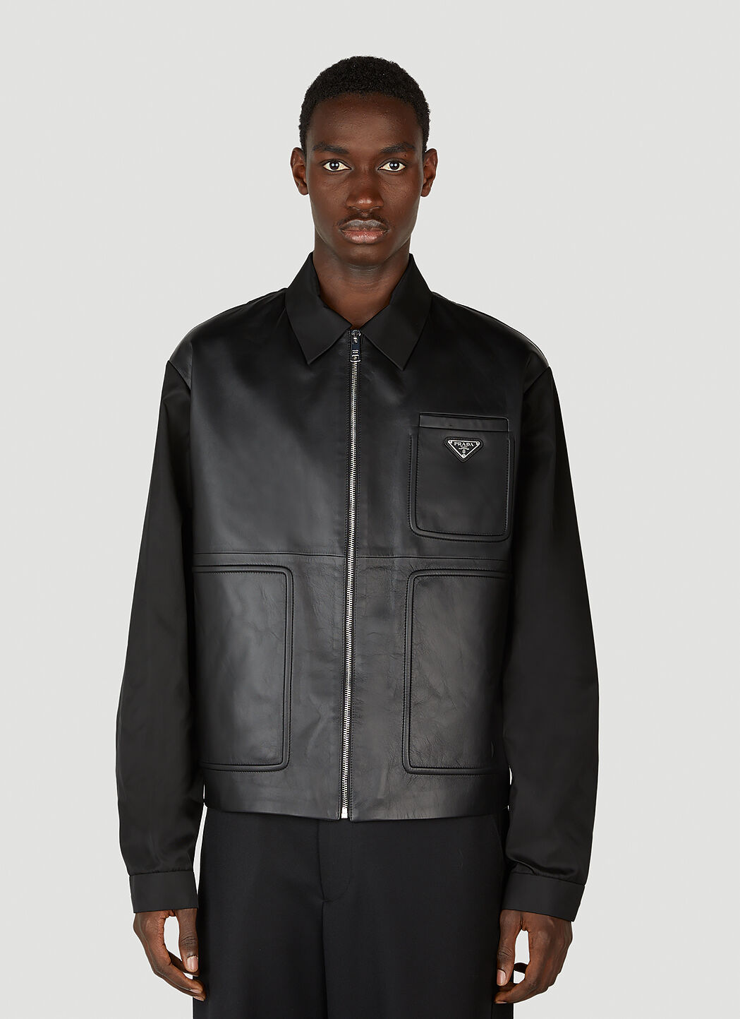 Maison Margiela Re-Nylon Leather Jacket Black mla0141025