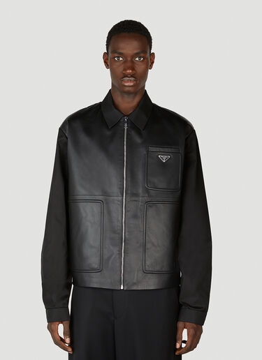 Prada Re-Nylon Leather Jacket Black pra0152025