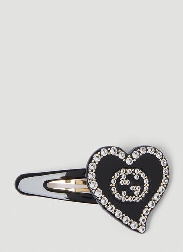 Gucci Interlocking G Heart Hair Clip Black guc0253168