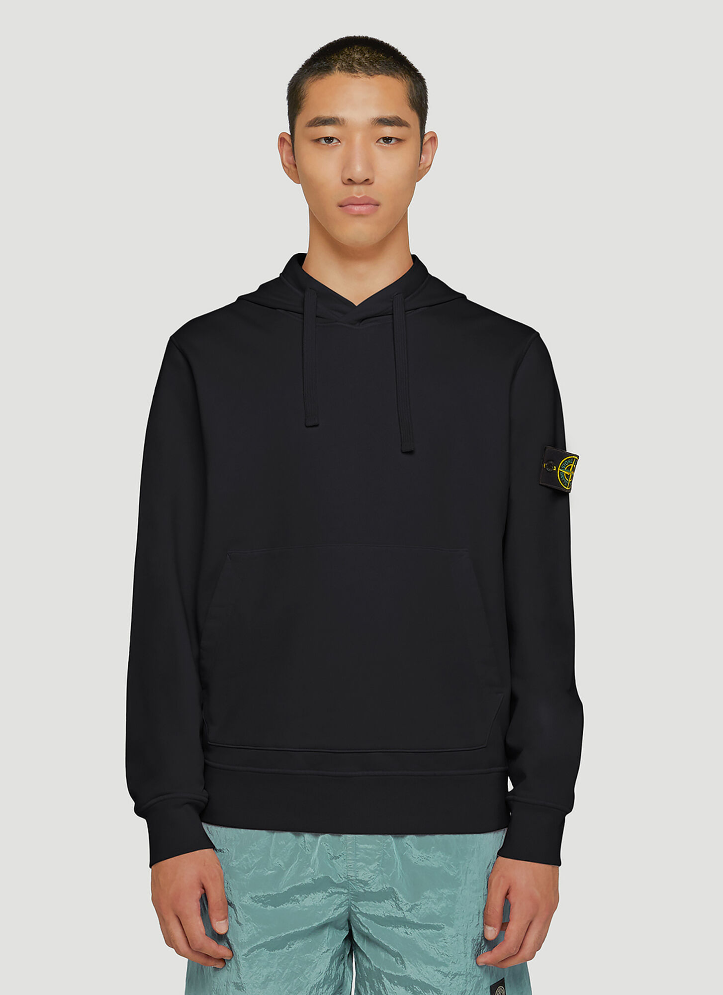 Stone Island Cotton Sweatshirt With Removable Logo Patch In Black