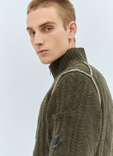 C.P. Company Cable Knit Cardigan Green pco0158001