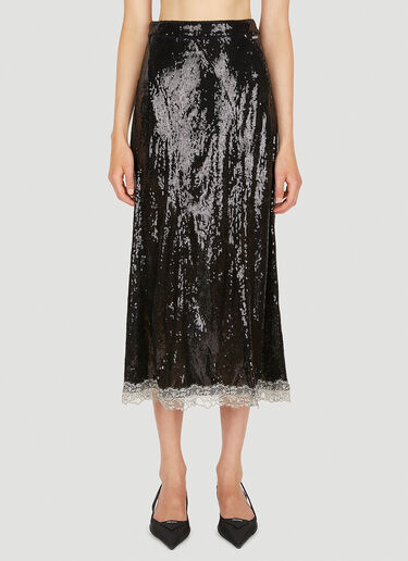 Koché Sequin Mid Length Skirt Black kce0249007