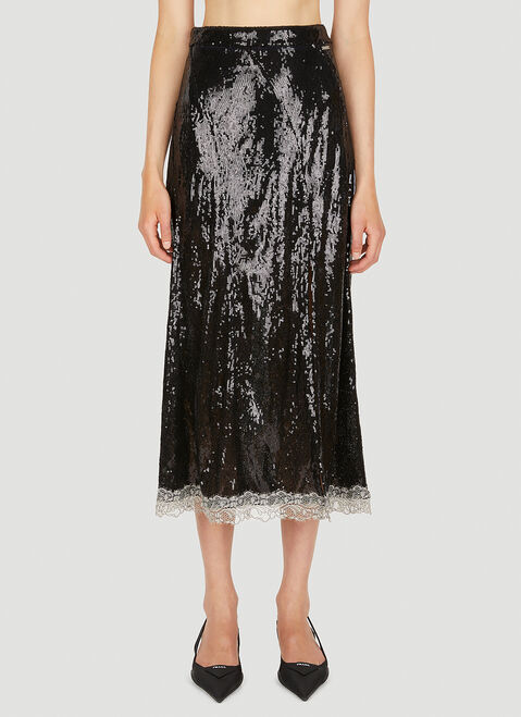 Koché Sequin Mid Length Skirt Black kce0249007