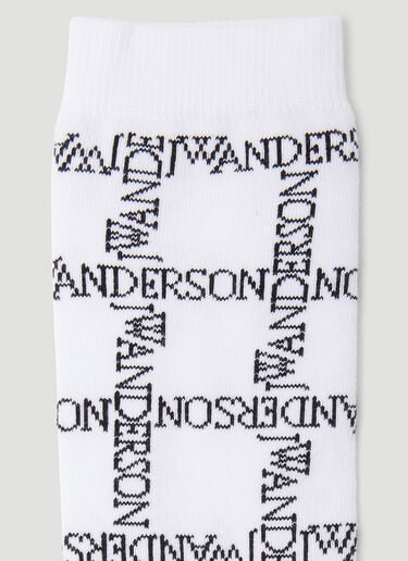 JW Anderson 徽标网格长筒袜 白色 jwa0354008