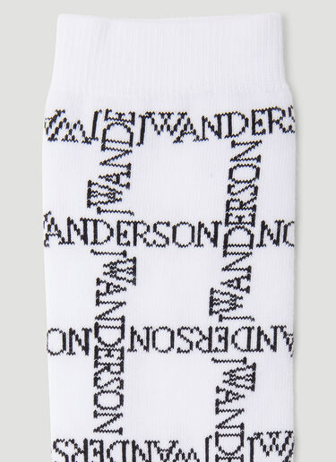 JW Anderson 로고 그리드 긴 양말 화이트 jwa0354008