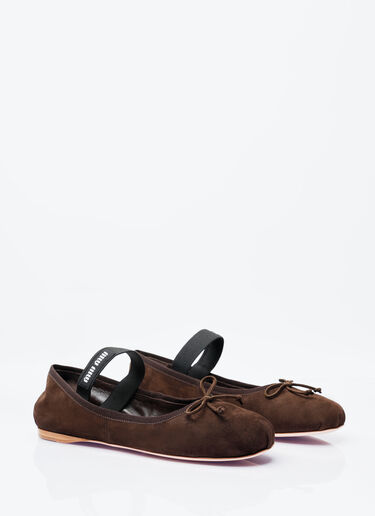 Miu Miu Suede Ballerina Flats Brown miu0257018