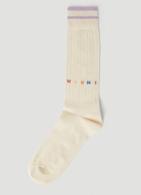 Marni ロゴインターシャソックス オレンジ mni0152014